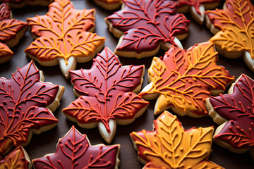 Autumn cookies in a plate