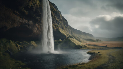 Seljalandsfoss waterfall.
