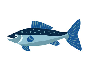 Vector isolated illustration of a fish on a white background.
