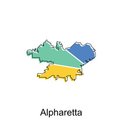 Map of Alpharetta vector design country of Georgia, World map country vector illustration template