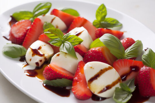 Strawberry caprese salad. Generative AI