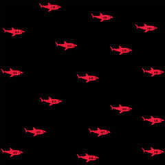 Seamless vector pattern for girls, boys, clothes. Creative background with sharks. Funny wallpaper for textile and fabric. Fashion style. bright and colorful