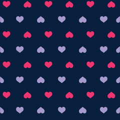 Red love heart seamless pattern illustration. Romantic background print. Valentine's day background texture, romantic wedding design.