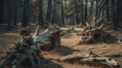 skeletal remains of trees.