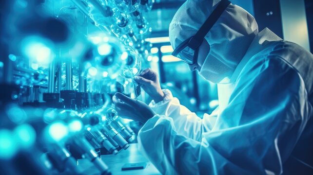 scientists working together, utilizing state-of-the-art research tools to advance biotechnological knowledge and discoveries. Generative AI