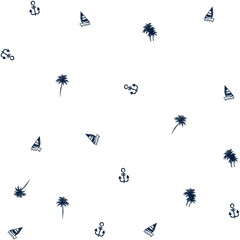Abstract seamless tropics. Grungy palm tree silhouettes seamless texture background. Jungle vector art. Hand drawn exotic illustration for summer design, beach swimwear fabric, wallpaper