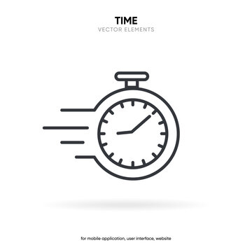 3d time and clock icon. Clock icon in trendy flat and line style isolated on background. Icons for date, time, era, duration, period, span, hour, minute, watch, timer, time keeper.