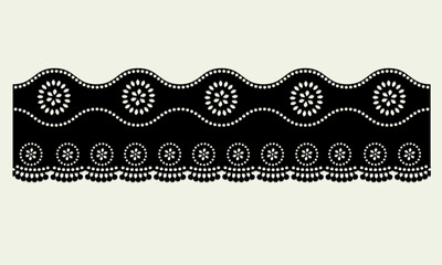 black vintage lace cotton eyelet trim design vector.