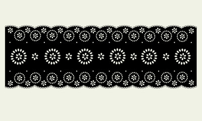 black vintage lace cotton eyelet trim design vector.
