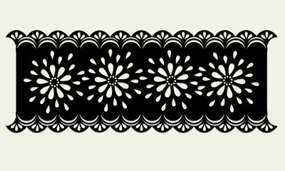 black vintage lace cotton eyelet trim design vector.