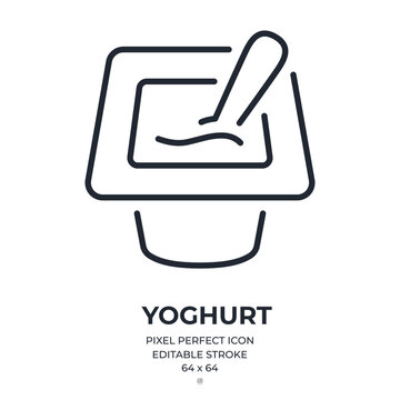 Yoghurt editable stroke outline icon isolated on white background flat vector illustration. Pixel perfect. 64 x 64.