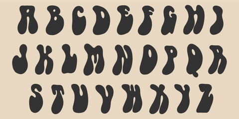 Boho font in retro style, hippie. Ideal for posters, collages, clothing, music albums and more. Vector clipart, individual letters.