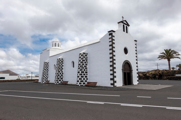 View of the Hermitage where is located the image of Nuestra Senora de los Dolores, or of the Volcanoes, Patroness of the island of Lanzarote. Canary Islands, Spain