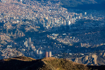 View from the landmark Muela del Diablo over the highest administrative capital, the vibrant city...