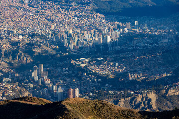View from the landmark Muela del Diablo over the highest administrative capital, the vibrant city...