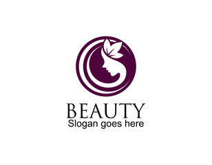 beautiful woman with flowers logo template