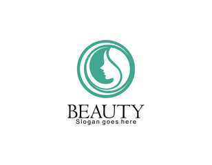 Vector logo and branding design templates in minimal style, for beauty center, fashion studio, haircut salon and cosmetics - female portrait, beautiful woman's face