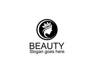 Beauty logo with woman inside circle style and business card design template, flower, logo, woman, Premium Vector