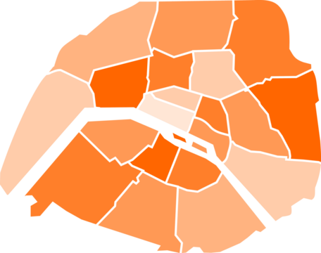 Map of the arrondissements of Paris, PNG format
