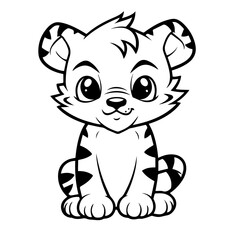 baby tiger doodle outline illustration 