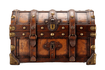 Vintage Treasure Chest - Isolated Wooden Trunk on Transparent Background. AI