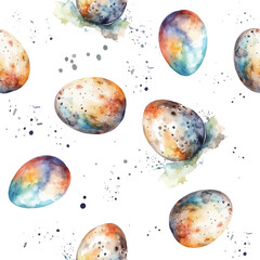 Obraz na płótnie Canvas Seamless pattern of watercolor eggs. Easter background. Vector illustration