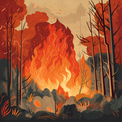 fire in the forest , change of climate 