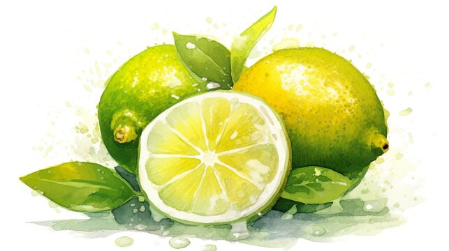 Kitchen art. Hand drawn watercolor illustration of lemon digital art