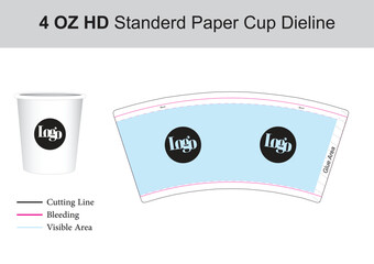 4oz Single Wall paper cup template