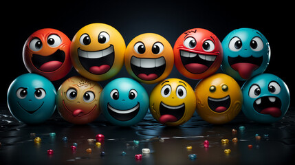 smiley faces on black background