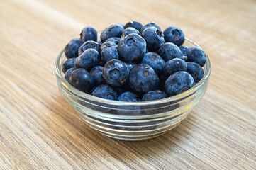 Blueberries in a glass bowl
