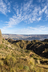 View from the landmark Muela del Diablo over the highest administrative capital, the vibrant city La Paz in Bolivia - traveling and exploring South America
