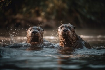 Otters at Play - AI Generated