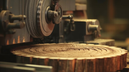 Fototapeta premium Close-up of a disc saw for furniture wood processing