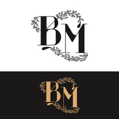 handdrawn wedding monogram BM logo