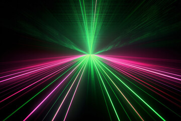 Fototapeta na wymiar Abstract background with glowing laser lines of pink and green color