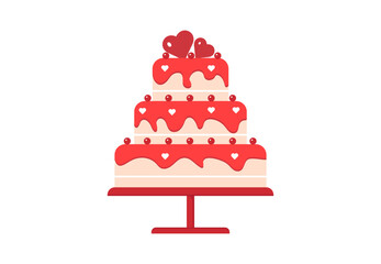 Festive wedding cake flat icon. Vector illustration