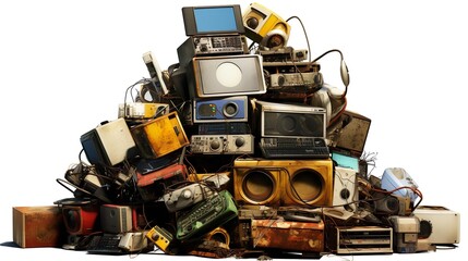 scrap metal heap at recycling junk yard png isolated on white background