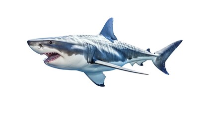 Fototapeta premium Big shark isolated on transparent white fear isolated on white background