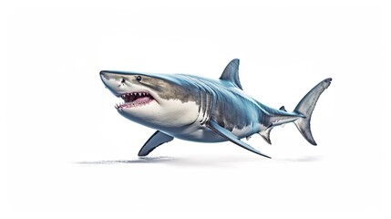 Fototapeta premium Big shark isolated on transparent white fear isolated on white background