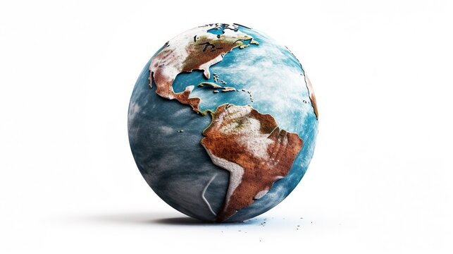 Planet earth globe view from space showing realistic earth surface and world map as in outer space point of view png isolated background