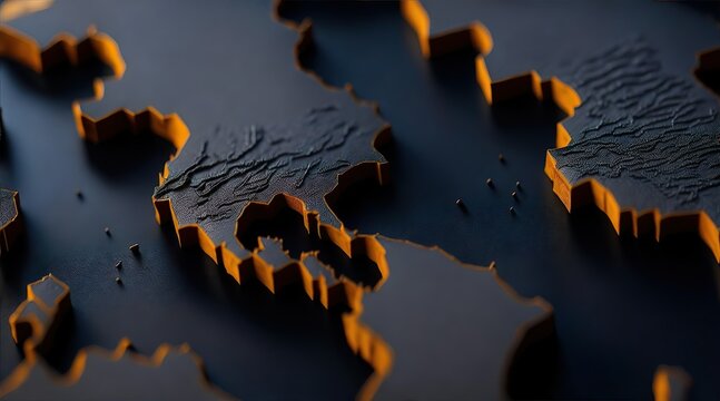 Concept Art of an old Japanese map in 3D. Created with generative AI.
