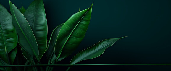 Tropical leaves Background Copy Space. Generative AI