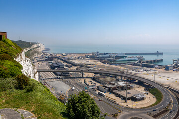 view on the ferry harbour of dover
