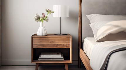 modern nightstand interior design scene, minimalistic, generative AI	