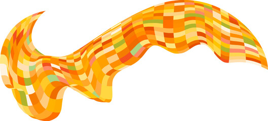 Patchwork quilt made of orange cells. Quilted fabric. Square fields from a bird's eye view. Autumn harvest. Checkered background with distorted squares. Distortion chess pattern. Chessboard surface.