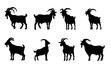 goat silhouette collection, vector illustration
