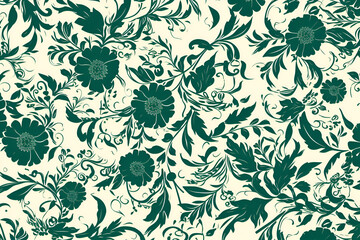 Floral pattern with decorative flowers and plants
