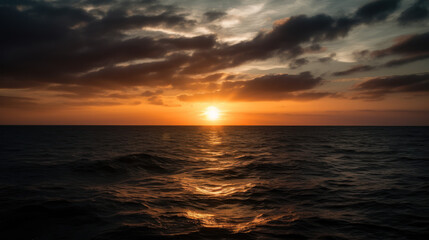 Obraz premium the sun rises over some clouds in this beautiful sunset.