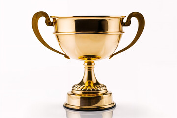 Fototapeta na wymiar gold trophy isolated on a white background with a reflection on the bottom
